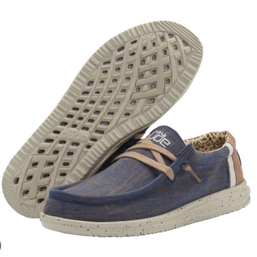 Hey Dude Men's Wally Free Natural Blue Shoes Size 12 Slip-on